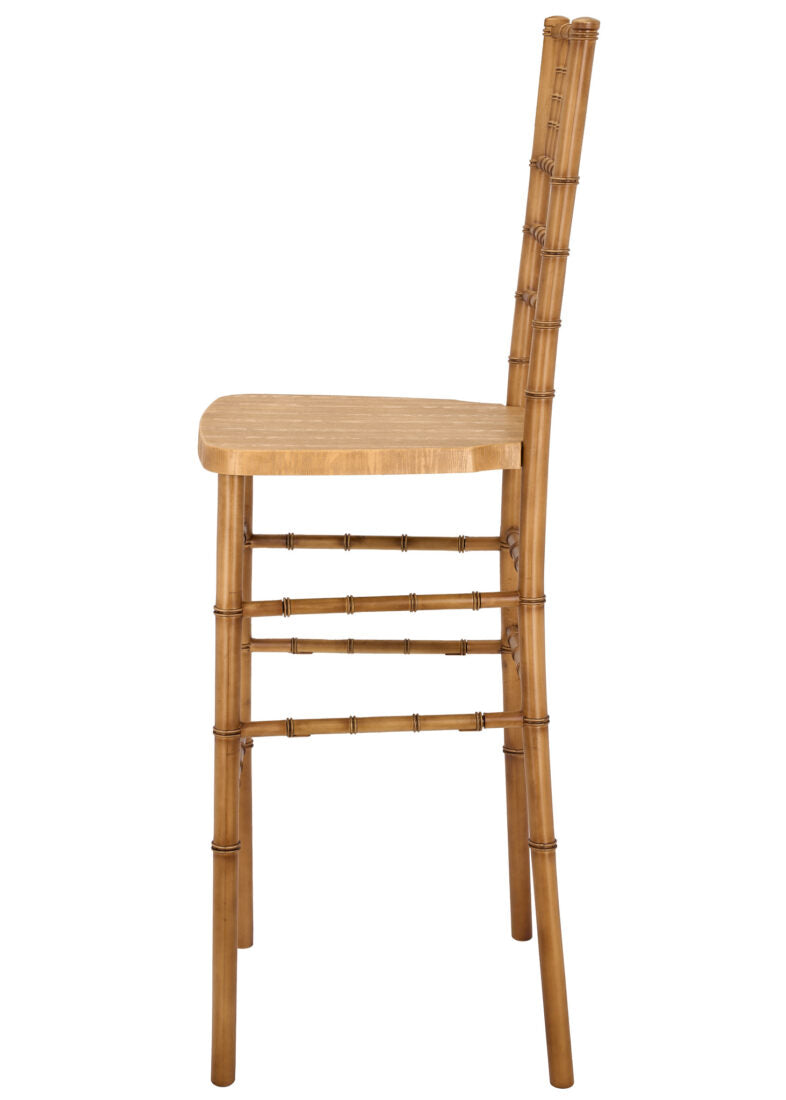 Natural with Brushed Wood Look Resin Steel Skeleton™ Chiavari Barstool