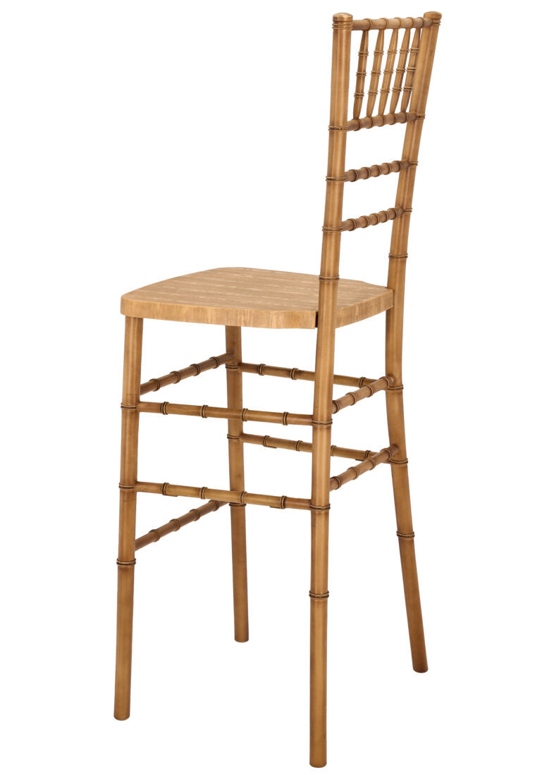 Natural with Brushed Wood Look Resin Steel Skeleton™ Chiavari Barstool