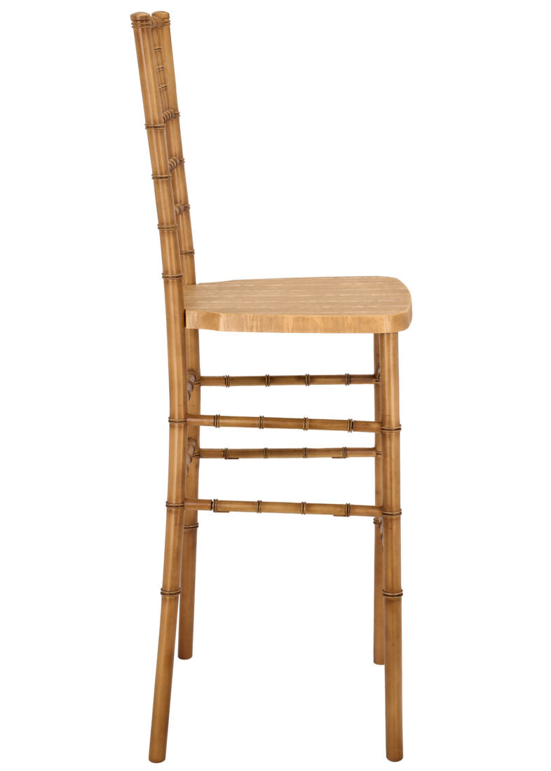 Natural with Brushed Wood Look Resin Steel Skeleton™ Chiavari Barstool