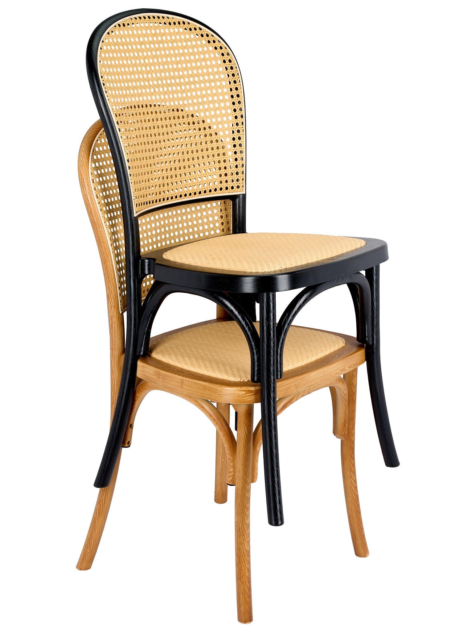 Black Resin Bent Cane Chair