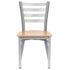Chivari Ladder Back Restaurant Chair with Silver Frame and Natural Wood Seat CLMSWNW-ZF-KT