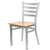 Chivari Ladder Back Restaurant Chair with Silver Frame and Natural Wood Seat CLMSWNW-ZF-KT