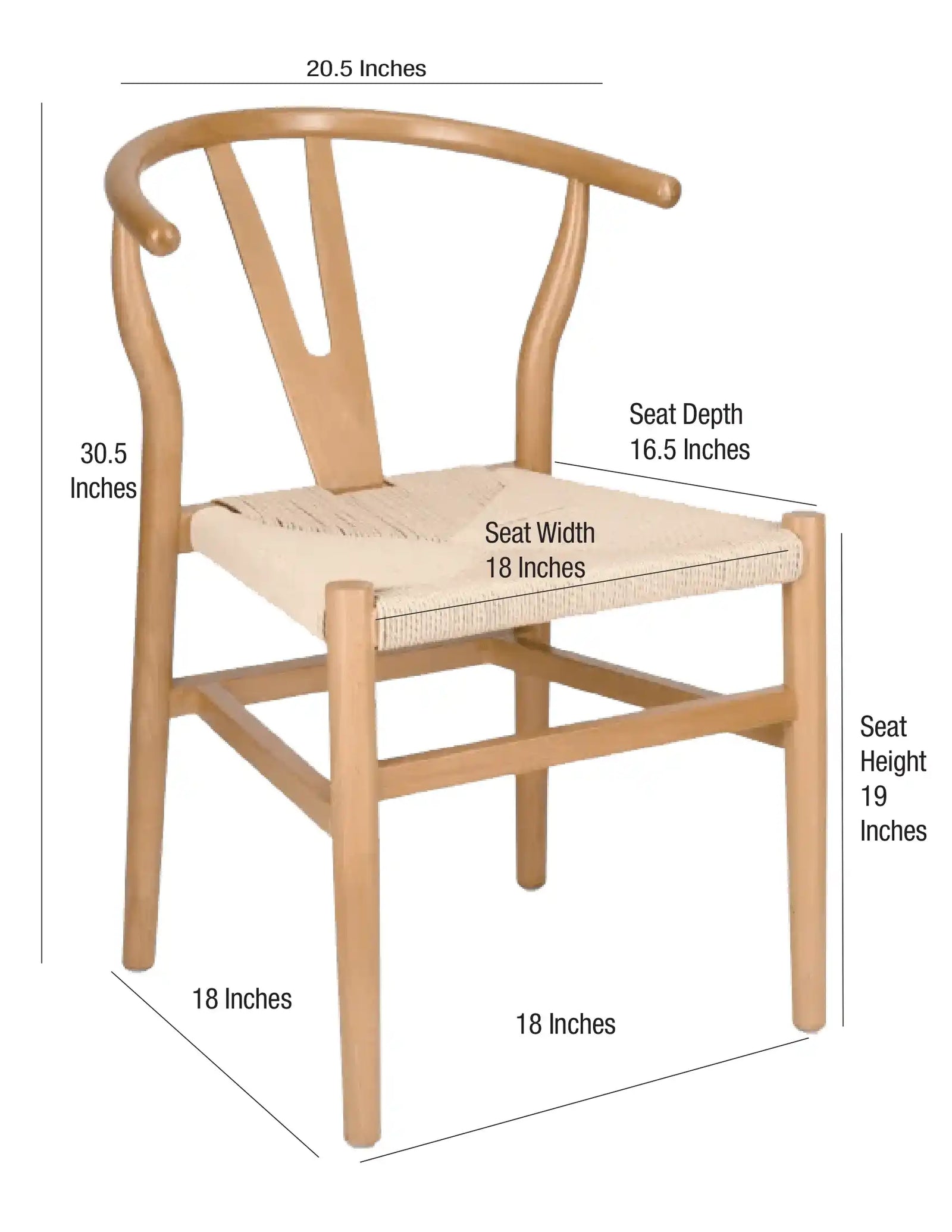 Natural Wood Wishbone Wood Chair with Natural Rope Seat