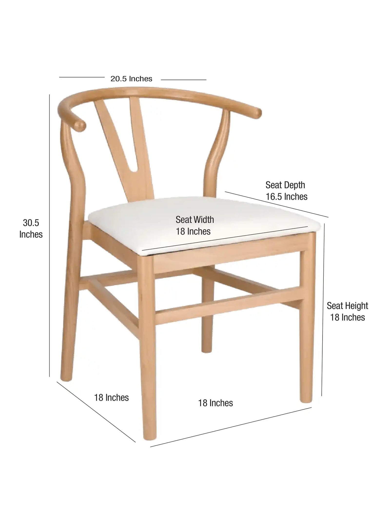 Natural Wood Wishbone Chair with Ivory Tweed Fabric Seat