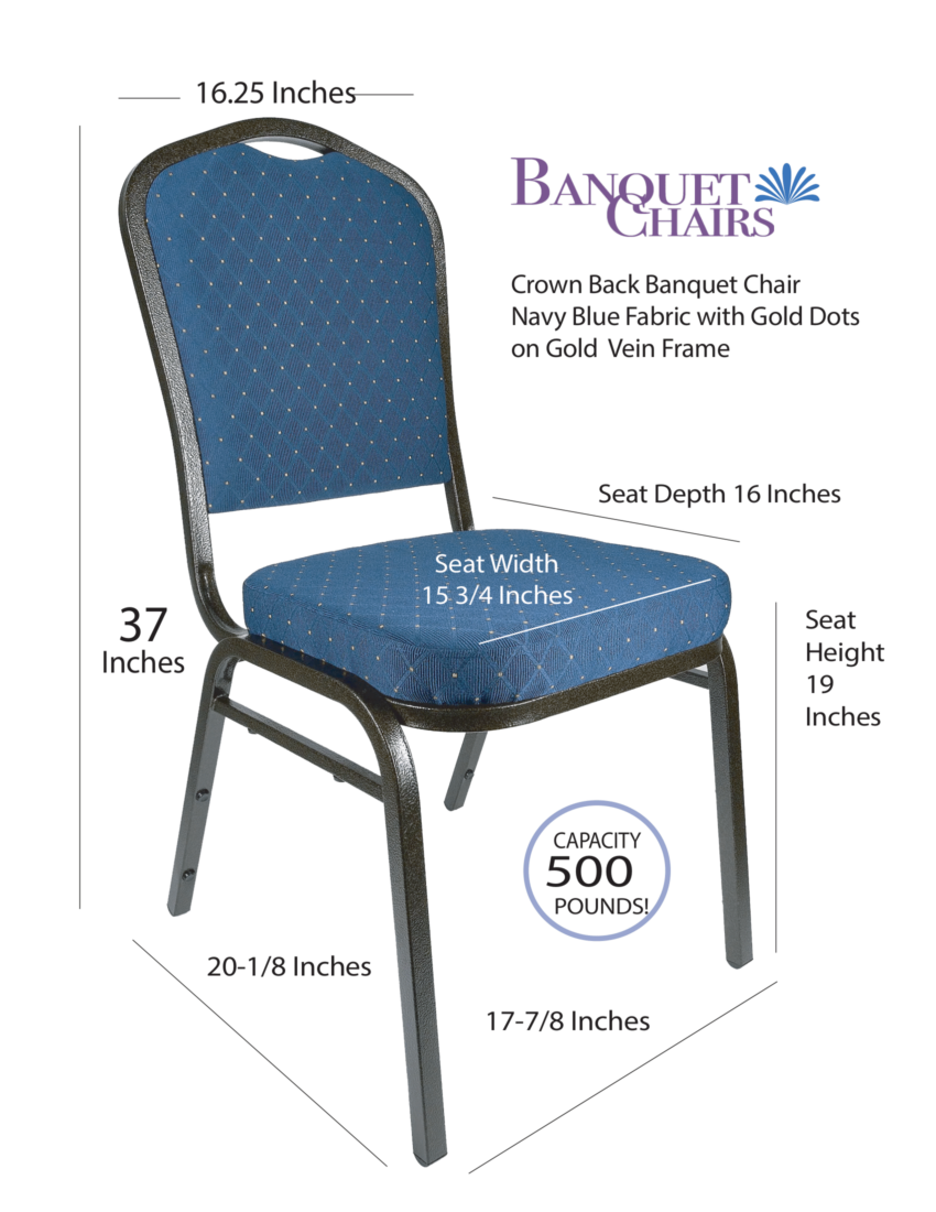 Banquet Chair - Crown | Navy Blue Fabric with Gold Dots on Gold Vein Frame CQCFBLUD-ZF-T