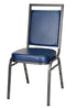 Navy Blue Vinyl on Silver Vein Steel Frame Square Back Banquet Chair by Chivari CQSVBLU-ZF-T