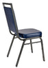 Navy Blue Vinyl on Silver Vein Steel Frame Square Back Banquet Chair by Chivari CQSVBLU-ZF-T