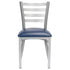 Chivari Ladder Back Restaurant Chair with Silver Frame and Navy Blue Vinyl Seat CLMSVNB-ZF-KT