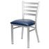 Chivari Ladder Back Restaurant Chair with Silver Frame and Navy Blue Vinyl Seat CLMSVNB-ZF-KT