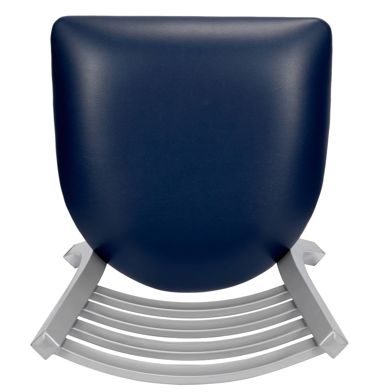 Chivari Ladder Back Restaurant Chair with Silver Frame and Navy Blue Vinyl Seat CLMSVNB-ZF-KT