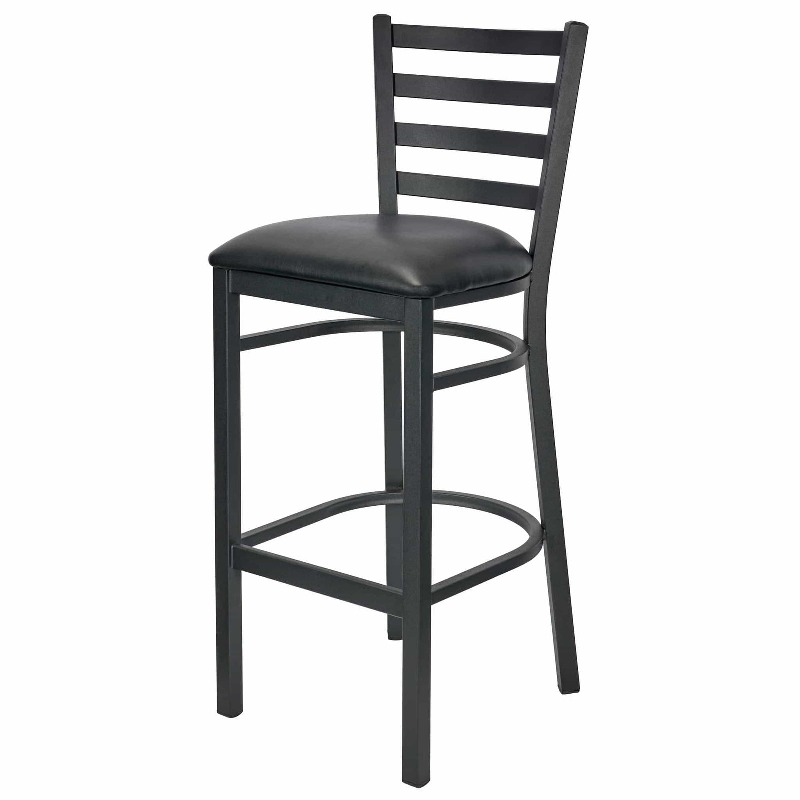 Chivari Ladder Back Bar Stool with Black Frame and Black Vinyl Seat BLMBVB-ZF-KT