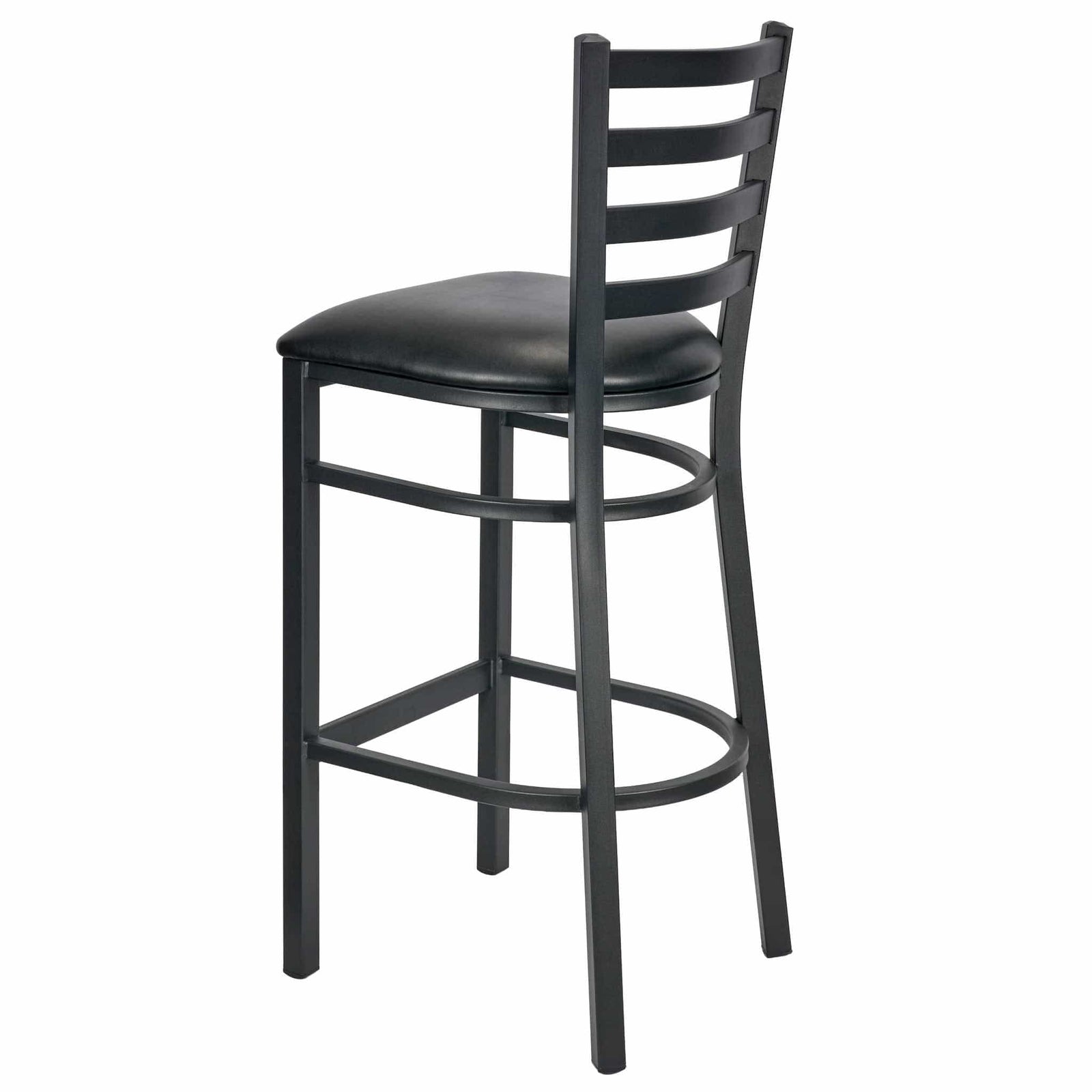 Chivari Ladder Back Bar Stool with Black Frame and Black Vinyl Seat BLMBVB-ZF-KT