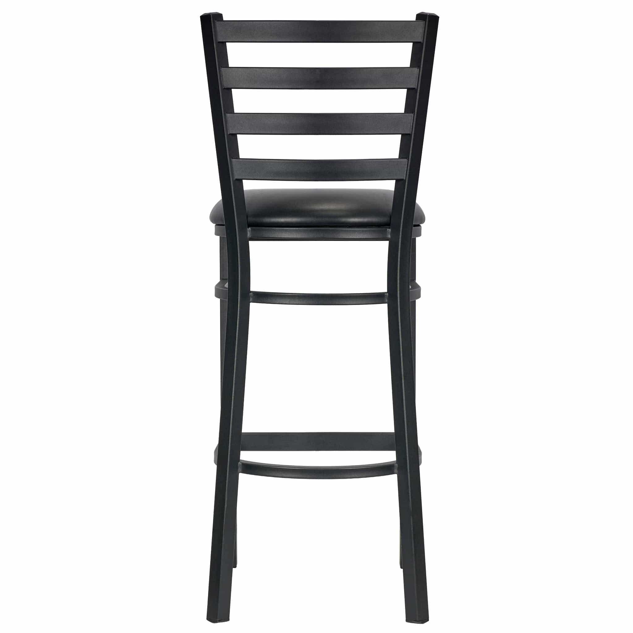 Chivari Ladder Back Bar Stool with Black Frame and Black Vinyl Seat BLMBVB-ZF-KT