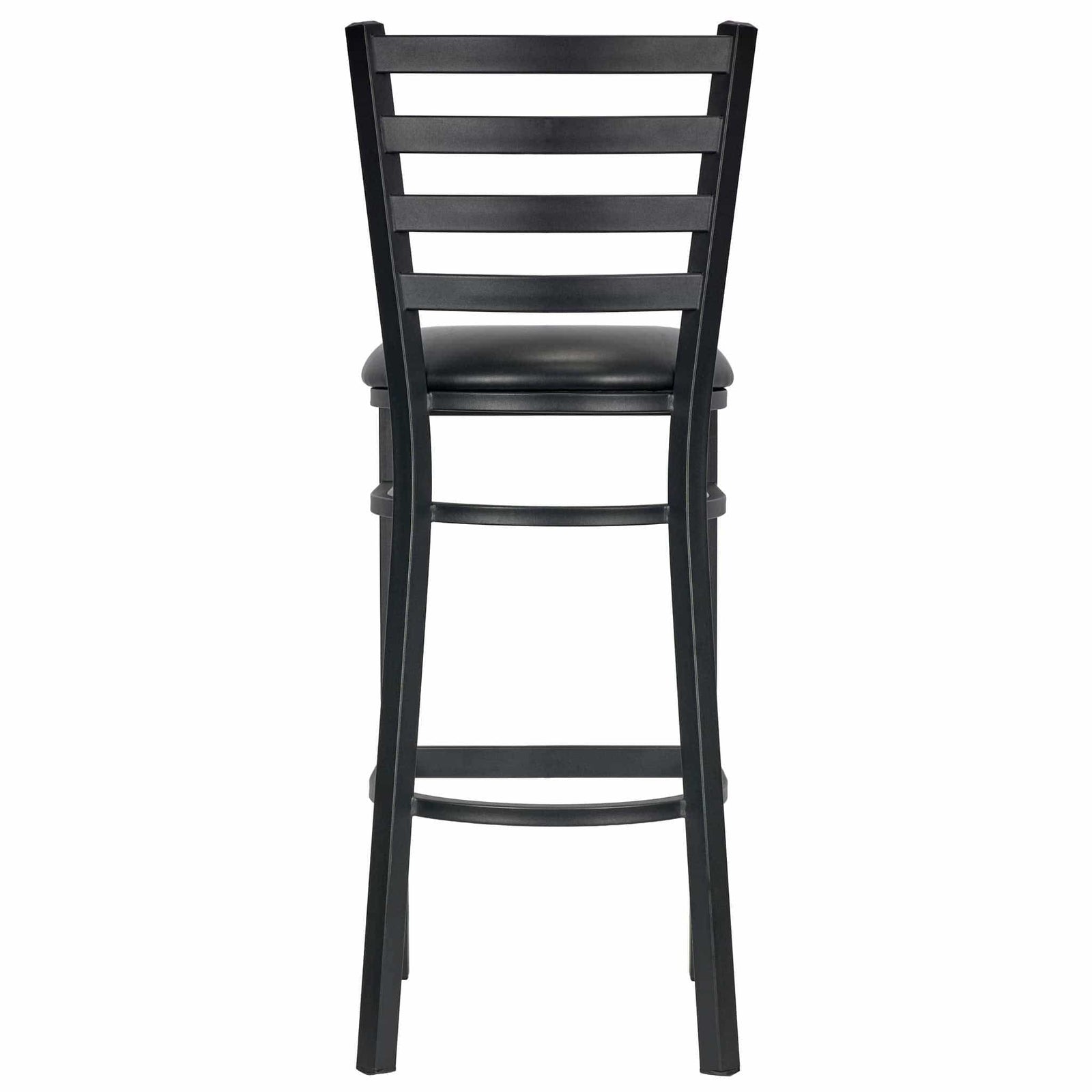 Chivari Ladder Back Bar Stool with Black Frame and Black Vinyl Seat BLMBVB-ZF-KT