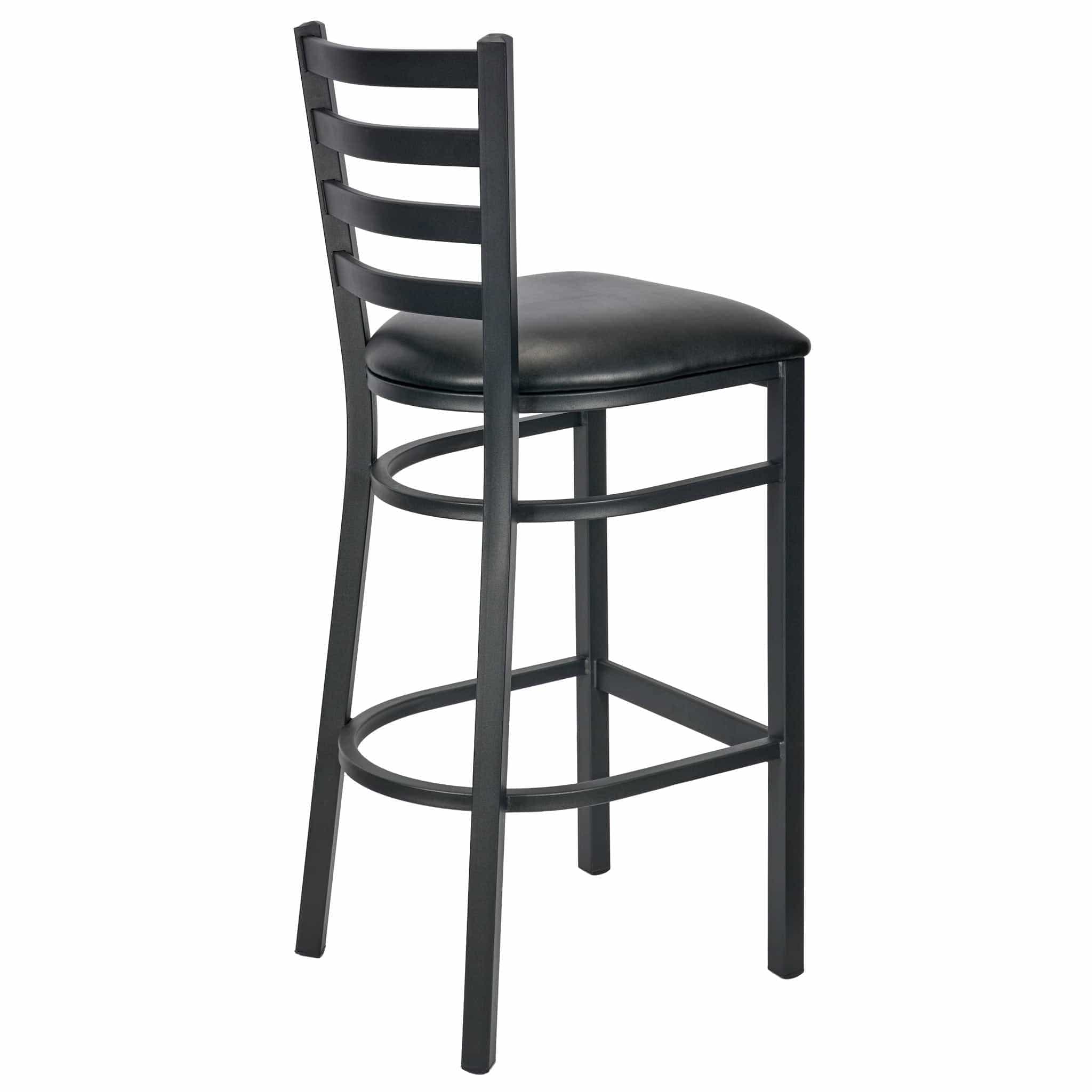 Chivari Ladder Back Bar Stool with Black Frame and Black Vinyl Seat BLMBVB-ZF-KT