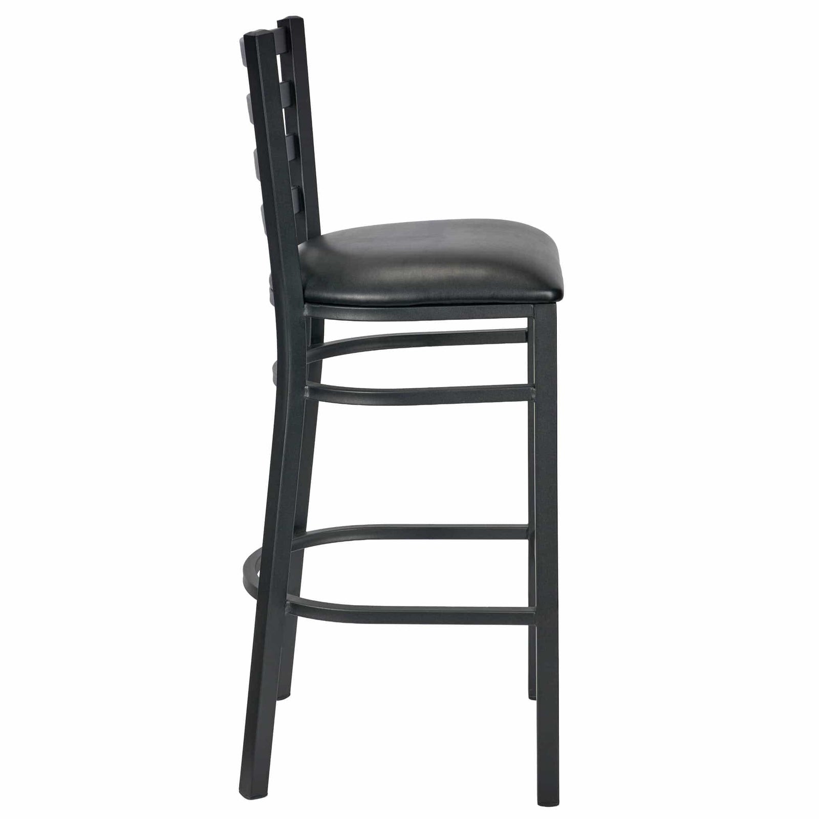 Chivari Ladder Back Bar Stool with Black Frame and Black Vinyl Seat BLMBVB-ZF-KT