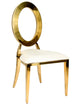 Chivari Gold Stainless Steel O Chair, Gold Frame with White Vinyl Seat COSSG-AX-T