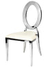 Silver Stainless Steel O Chair, Silver Frame with White Vinyl Seat