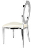 Silver Stainless Steel O Chair, Silver Frame with White Vinyl Seat