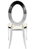 Silver Stainless Steel O Chair, Silver Frame with White Vinyl Seat