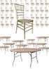 100 Person Luxury Event Package: Includes 100 Sparkling Gold Champagne Resin Steel Core Chiavari Chairs Plus 10 Round 72" Heavy Duty Banquet Folding Tables Plus a Banquet Table Cart by Chivari PACK100CCRCHGSPSTEEL1072RD-T