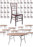 100 Person Luxury Event Package: Includes 100 Mahogany Resin Steel Skeleton Chiavari Chairs Plus 10 Round 72″ Heavy Duty Banquet Folding Tables Plus a Banquet Table Cart by Chivari PACK100CCRMSTEEL1072RD-T