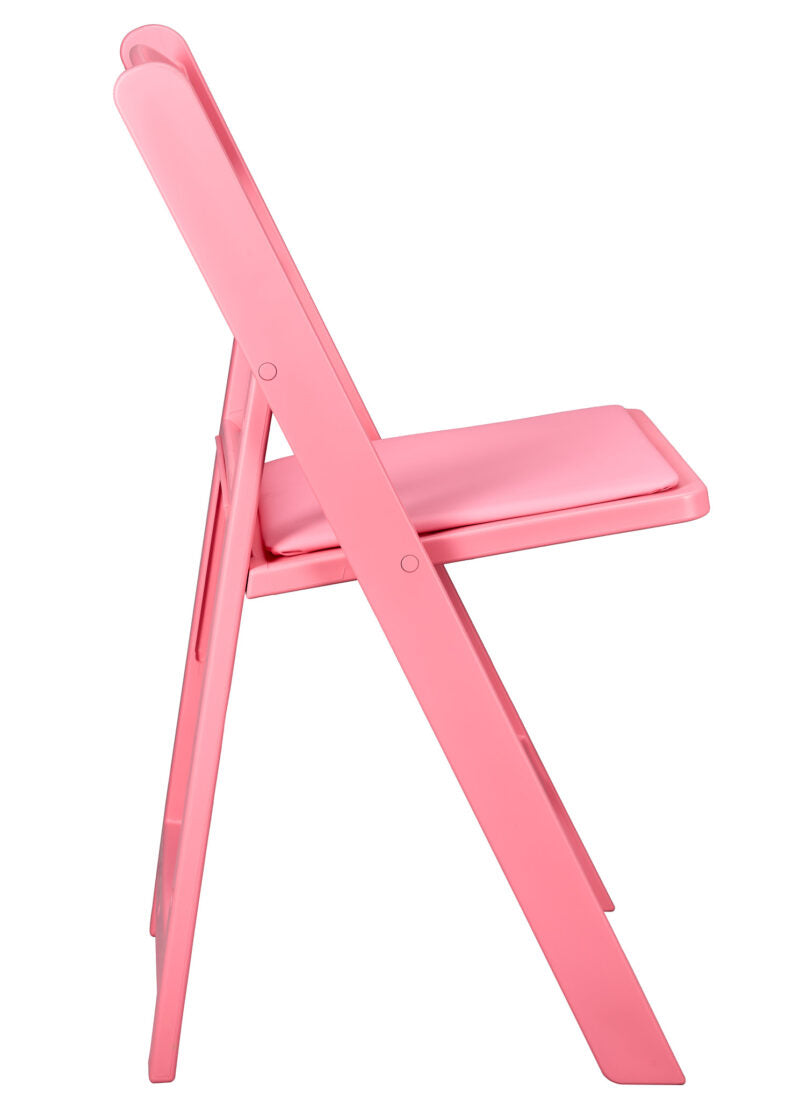 Pink with Pink Vinyl Cushion Resin Folding Chair (Per Chair Price Shown – Sold only in Quantities of 4)