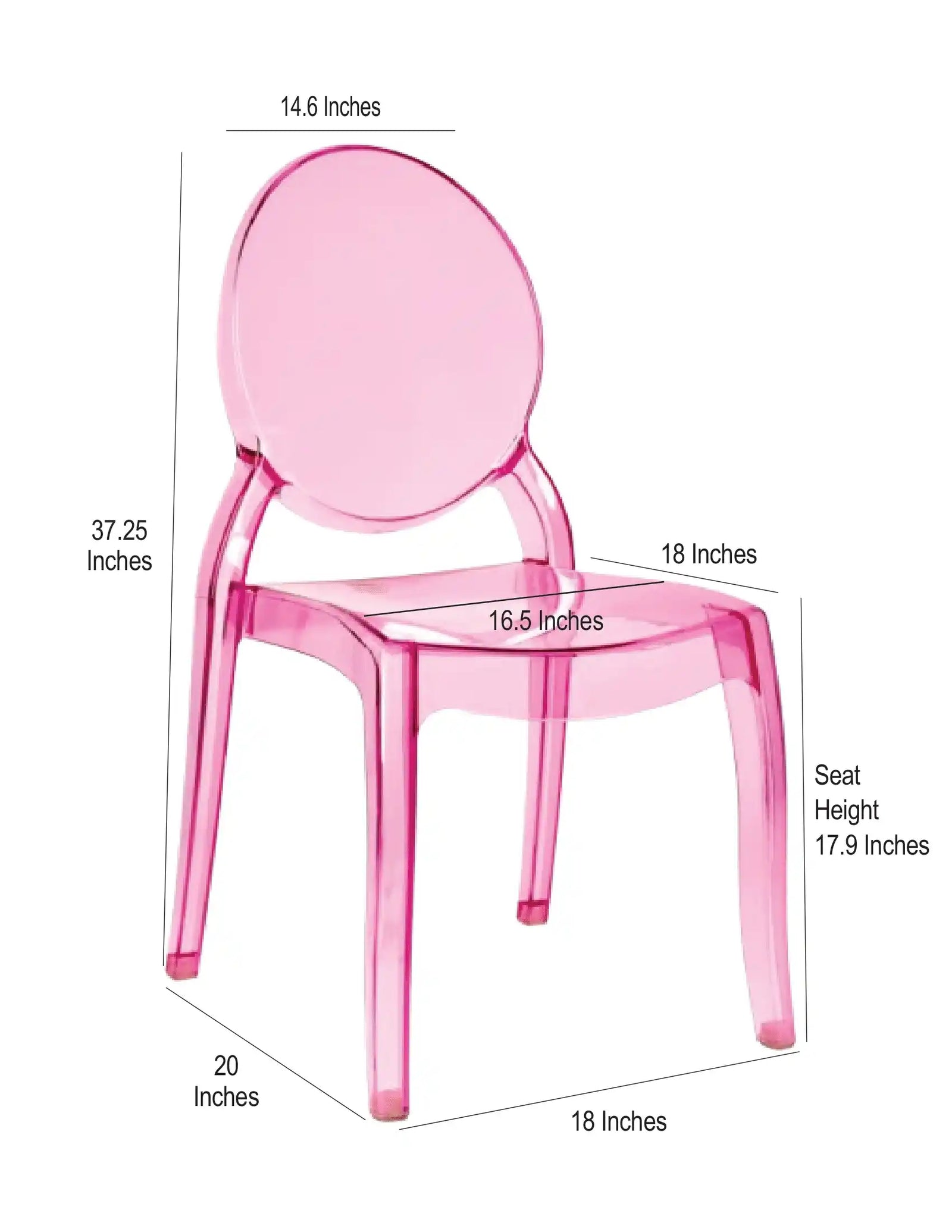 Fuchsia Clear Resin Oval Back Sophia Ghost Chair