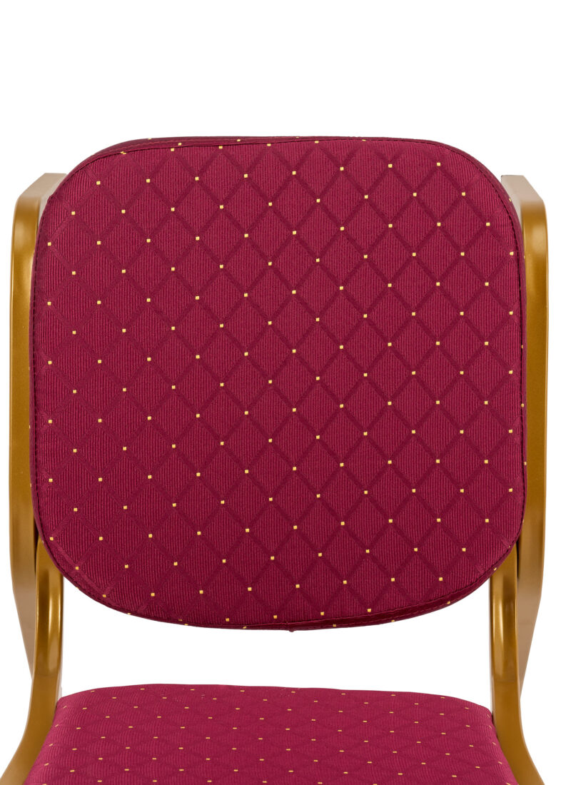 Red Fabric with Gold Dots on Gold Frame Crown Banquet Chair