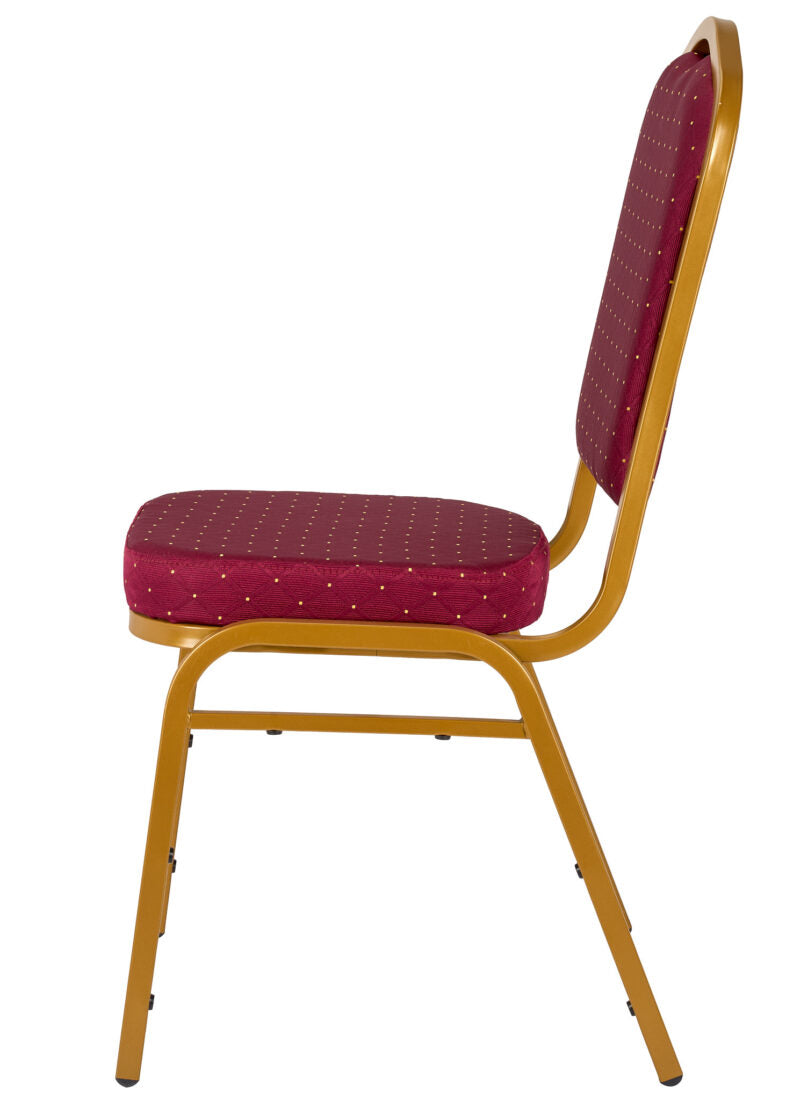 Red Fabric with Gold Dots on Gold Frame Crown Banquet Chair by Chivari