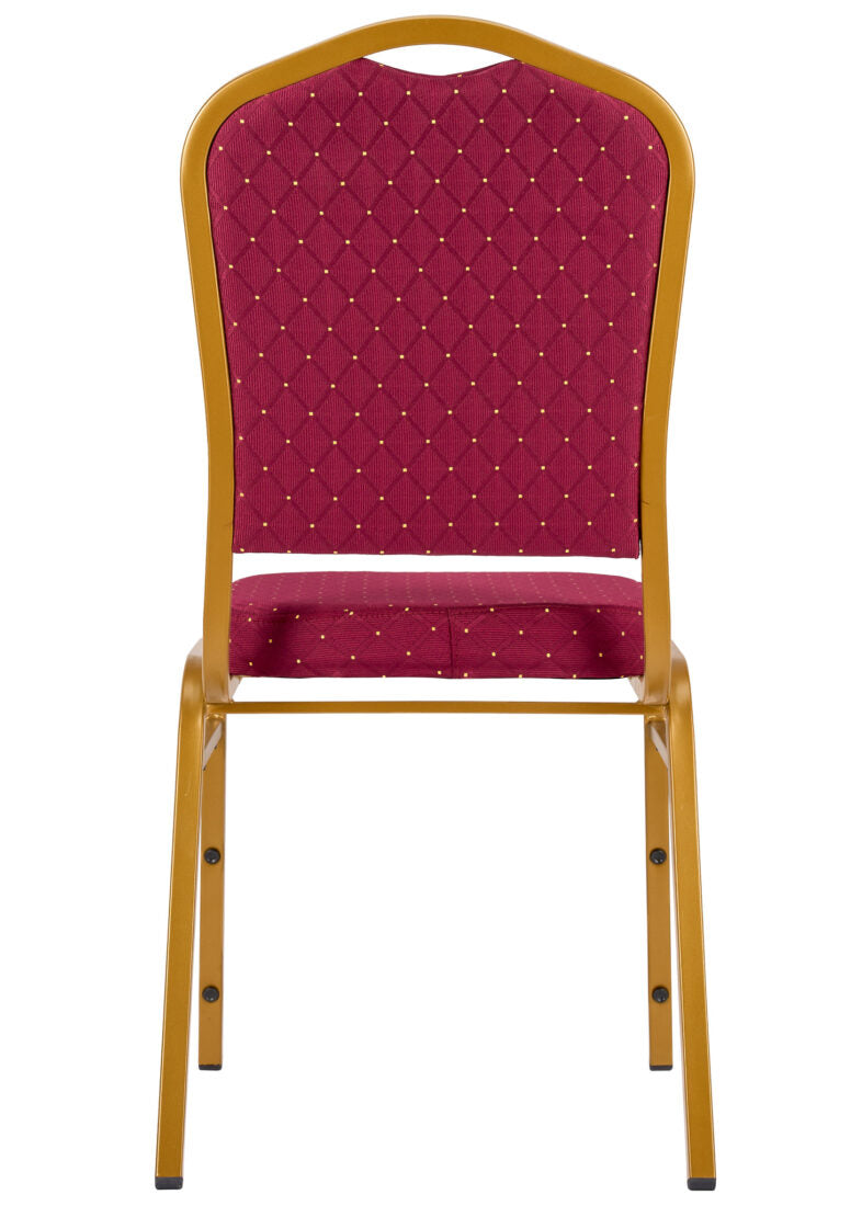 Red Fabric with Gold Dots on Gold Frame Crown Banquet Chair