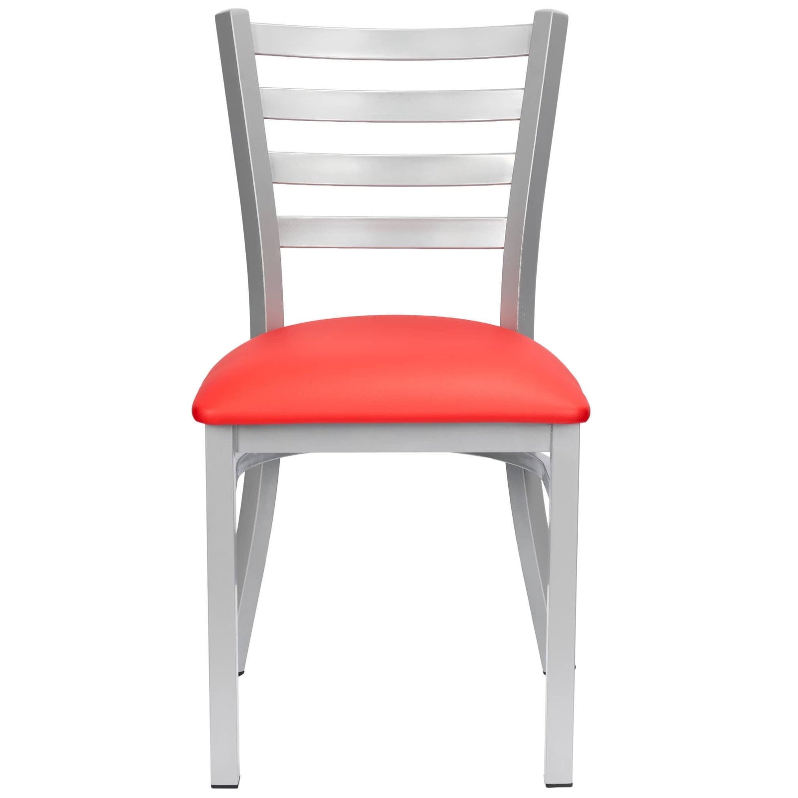 Chivari Ladder Back Restaurant Chair with Silver Frame and Red Vinyl Seat CLMSVR-ZF-KT