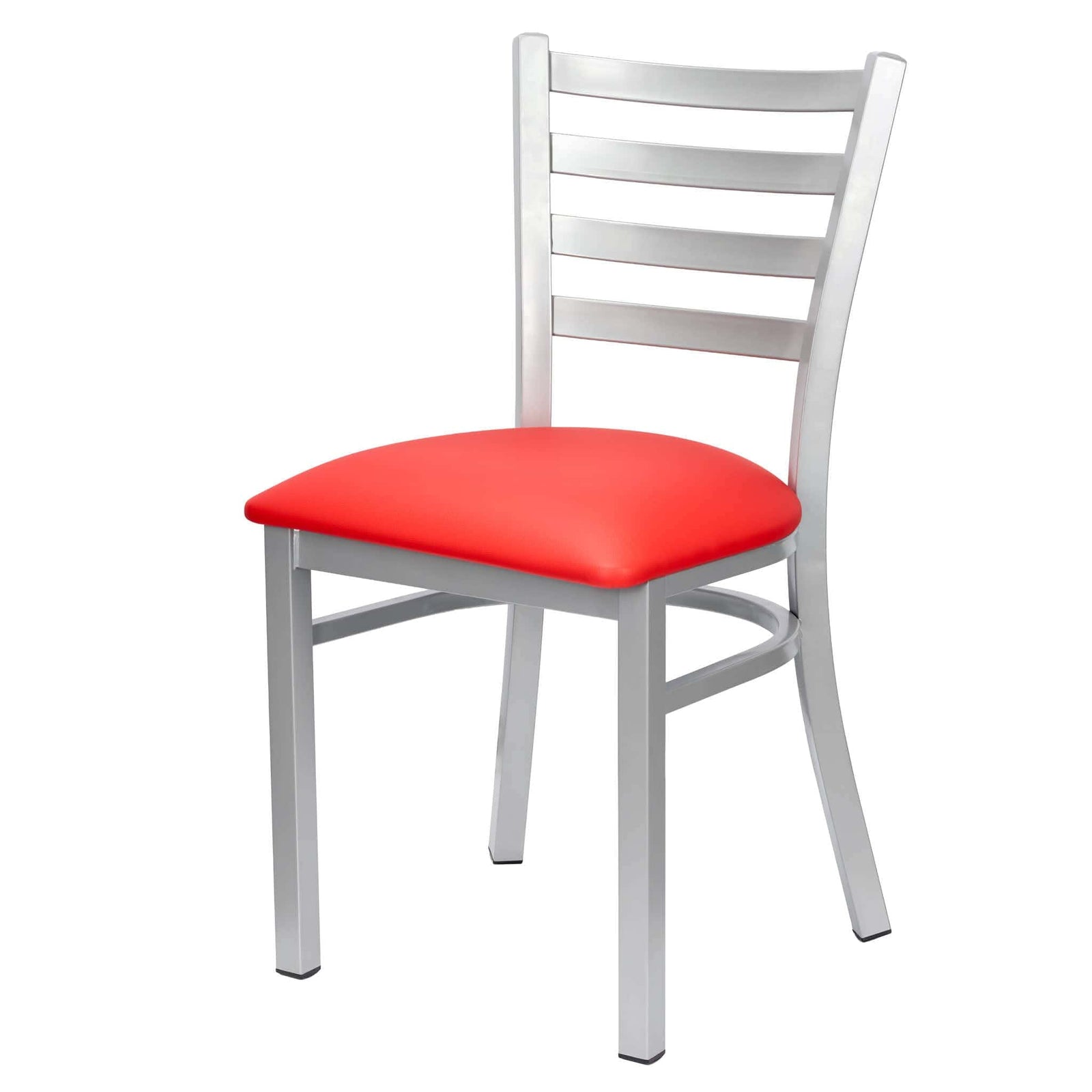 Chivari Ladder Back Restaurant Chair with Silver Frame and Red Vinyl Seat CLMSVR-ZF-KT