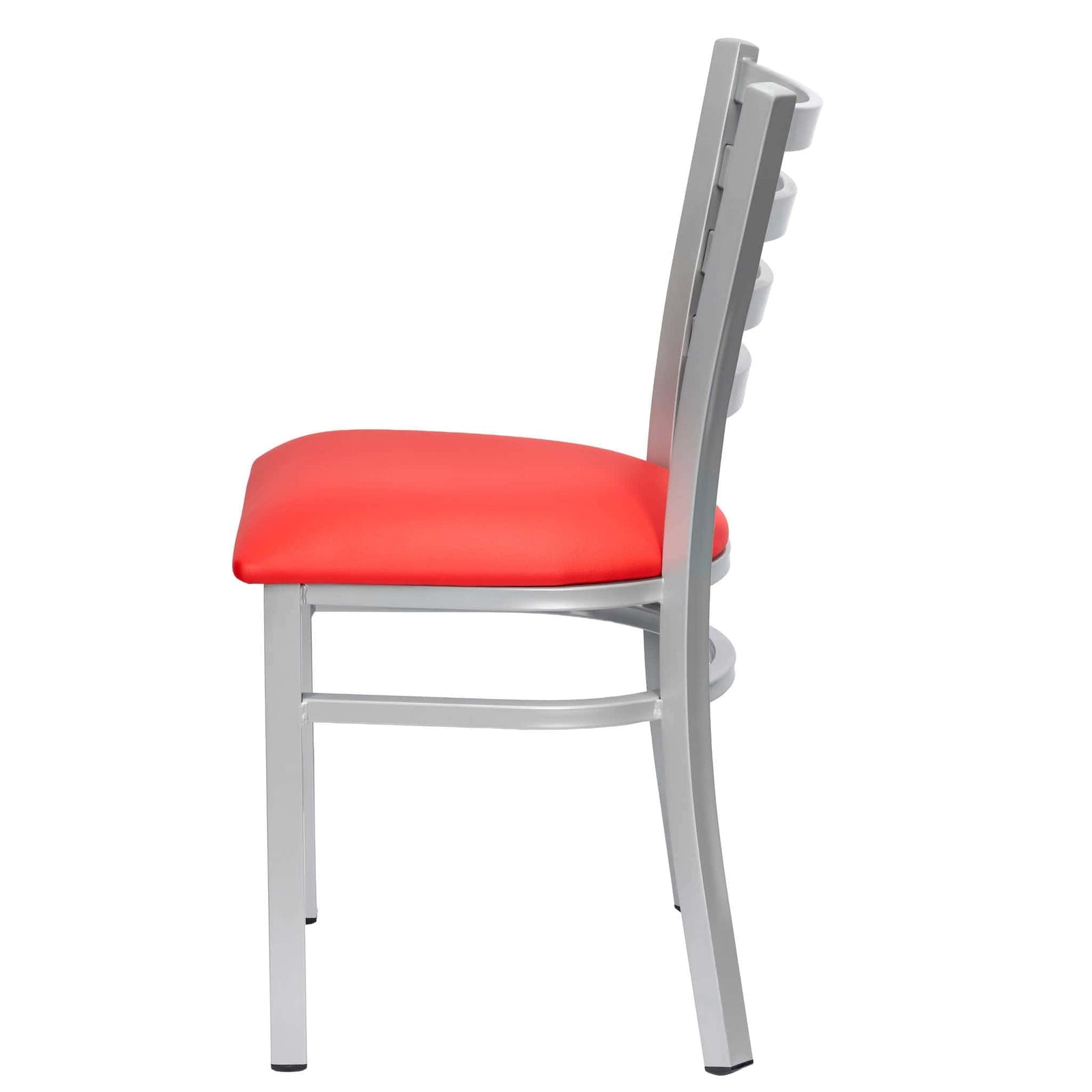 Chivari Ladder Back Restaurant Chair with Silver Frame and Red Vinyl Seat CLMSVR-ZF-KT