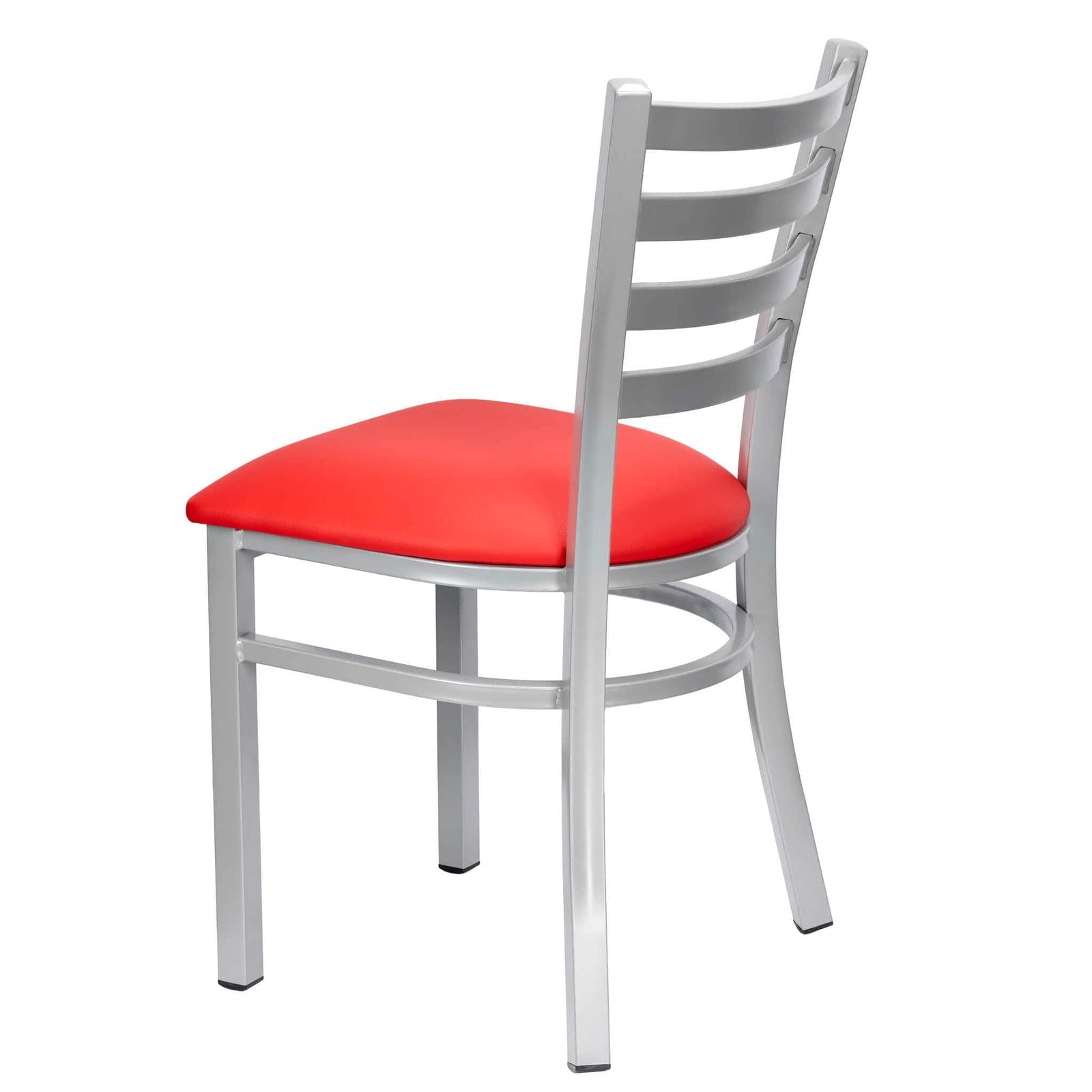Chivari Ladder Back Restaurant Chair with Silver Frame and Red Vinyl Seat CLMSVR-ZF-KT