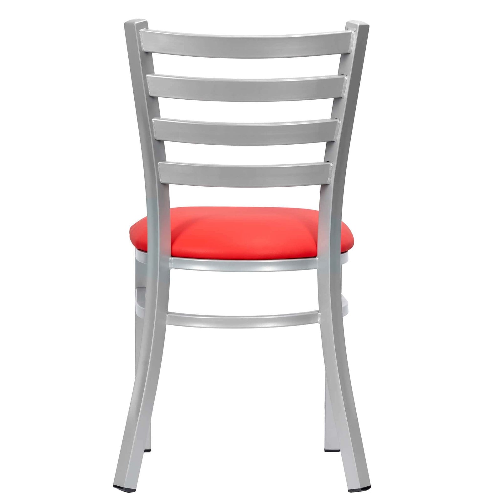 Chivari Ladder Back Restaurant Chair with Silver Frame and Red Vinyl Seat CLMSVR-ZF-KT