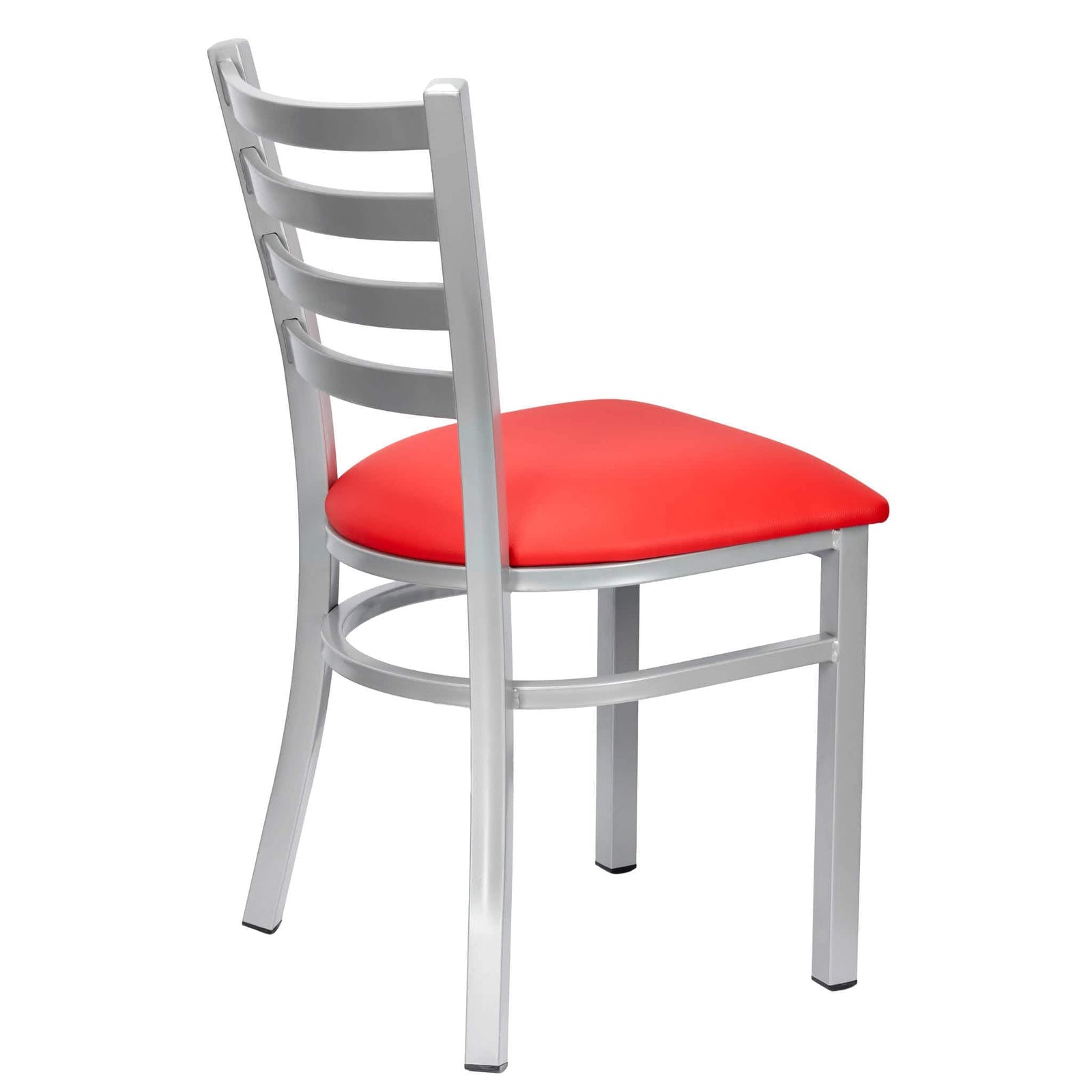 Chivari Ladder Back Restaurant Chair with Silver Frame and Red Vinyl Seat CLMSVR-ZF-KT