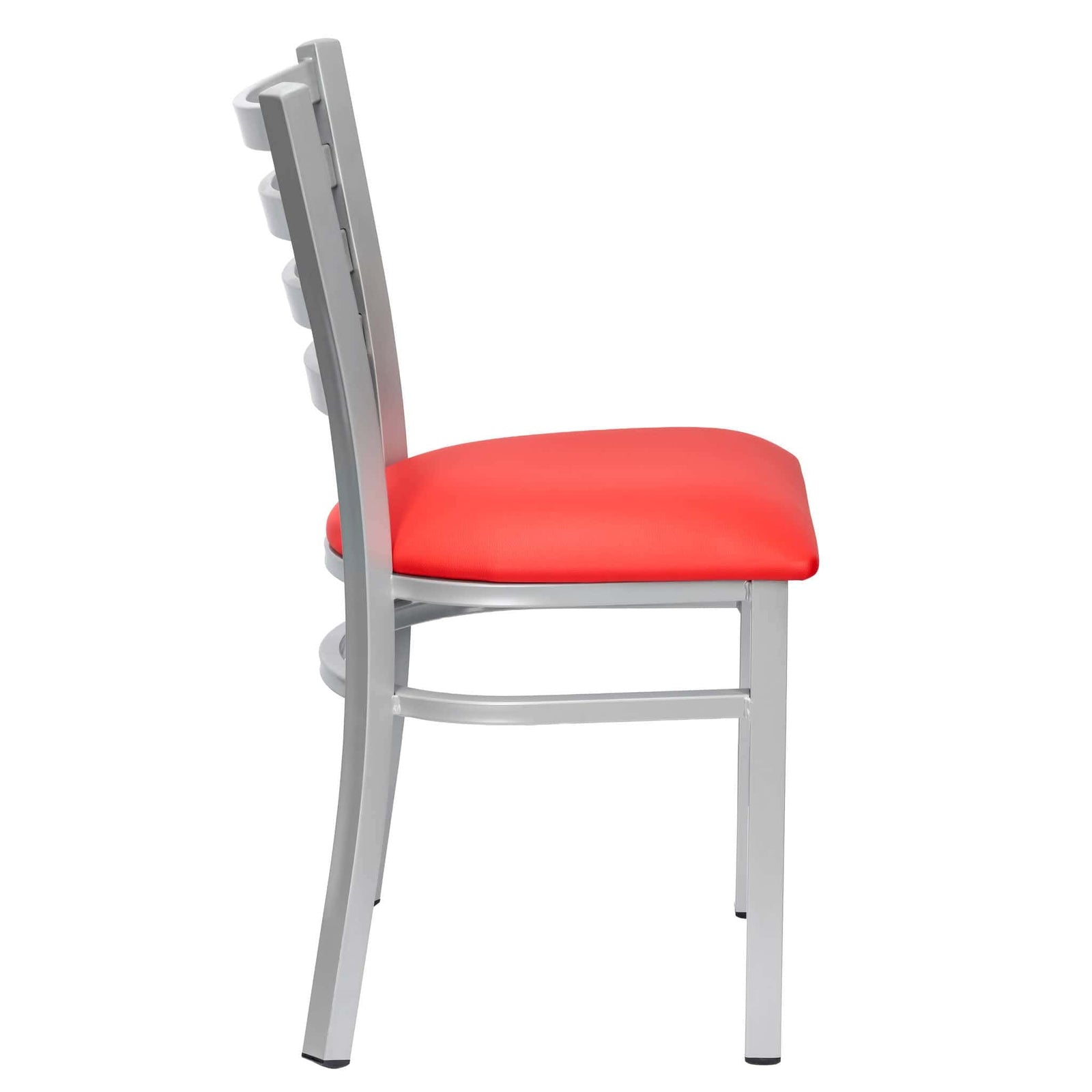 Chivari Ladder Back Restaurant Chair with Silver Frame and Red Vinyl Seat CLMSVR-ZF-KT