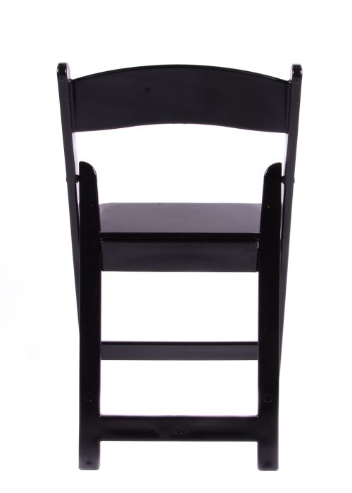 Black Resin Folding Chair with White Vinyl Padded Seat