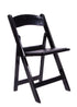 Black Resin Folding Chair with White Vinyl Padded Seat