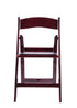 Mahogany Resin Folding Chair with White Vinyl Padded Seat