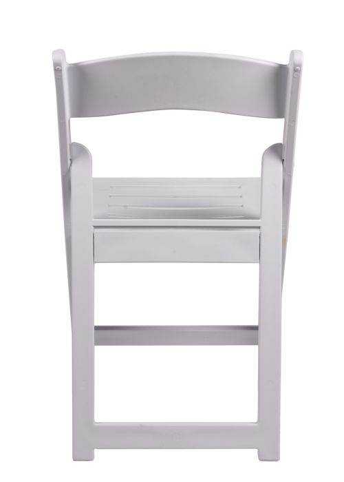 White Resin Folding Chair with Slatted Seat