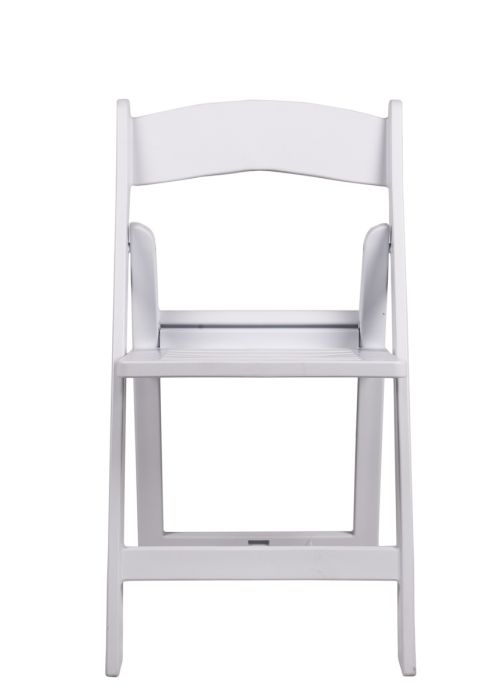 White Resin Folding Chair with Slatted Seat