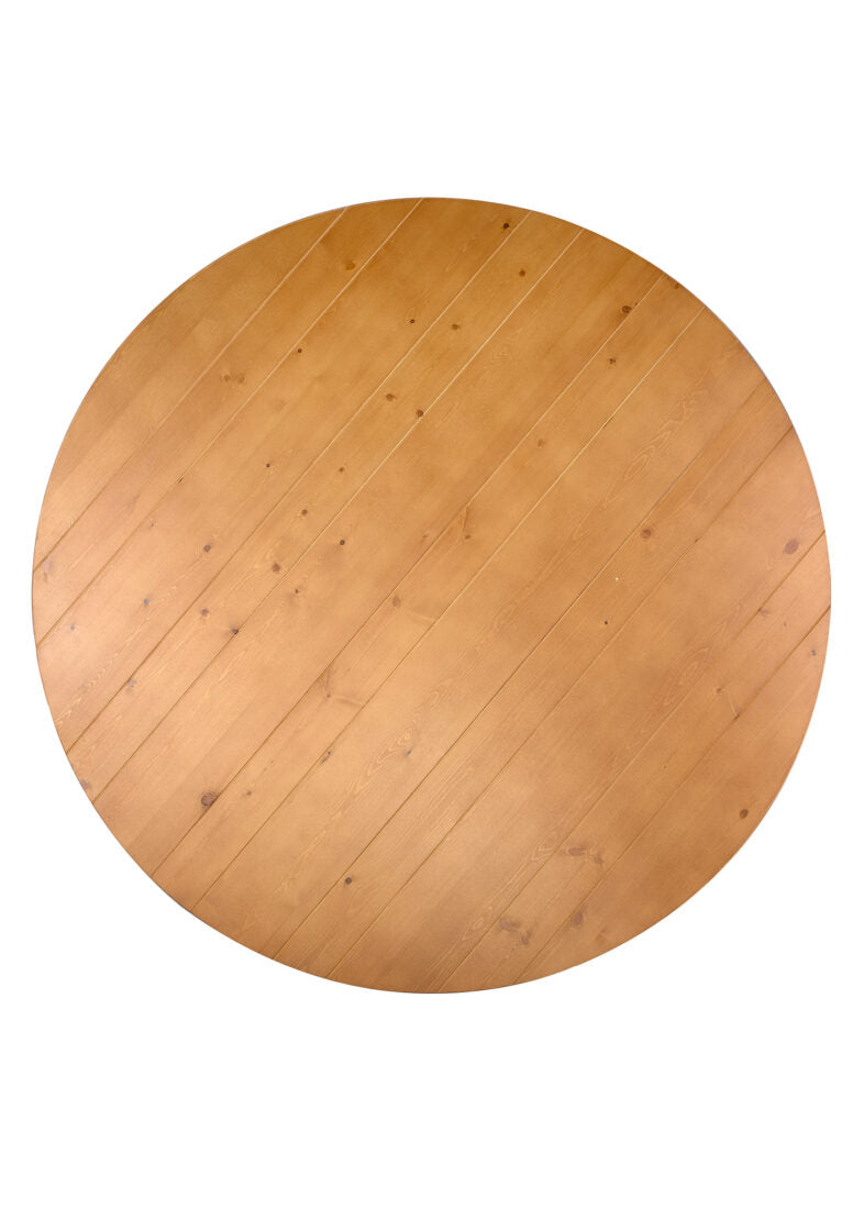 Chestnut 5 Foot (60″) Round Farmhouse Table TFARMRD60-CHESTNUT-S-LEG-AX-T