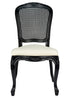 Chair Royal Resin Black with Ivory Vinyl Seat and Black Rattan Back CRRBIR-ZG-T