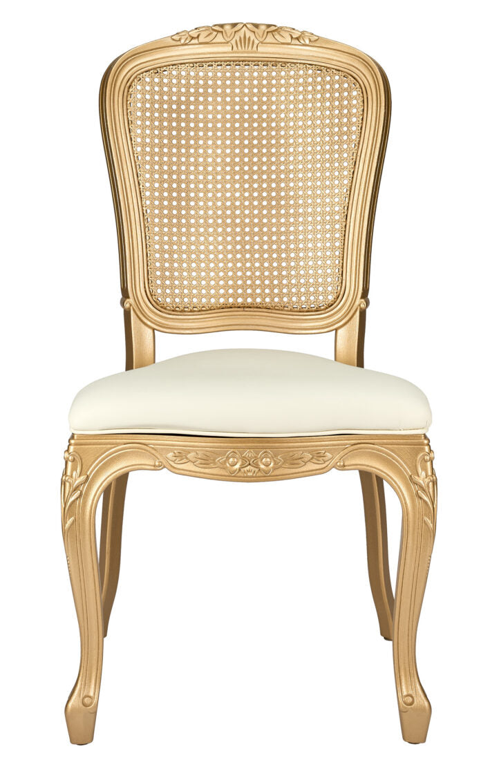 Royal Resin Gold with Ivory Vinyl Seat and Gold Rattan Back 2