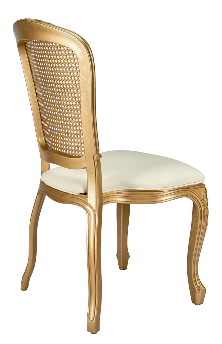 Royal Resin Gold with Ivory Vinyl Seat and Gold Rattan Back 7