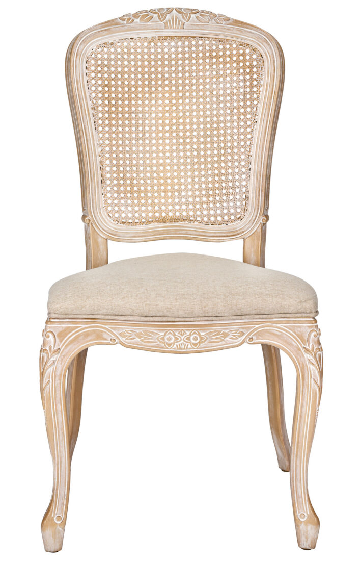 Royal Resin Natural White Washed with Burlap Seat and Natural White Rattan Back_2