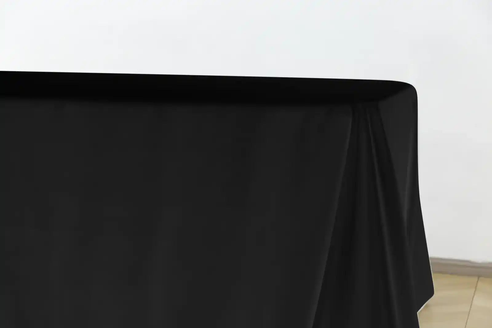 5-Pack Black Polyester Rectangle Tablecloth 190gsm  90" x 132"