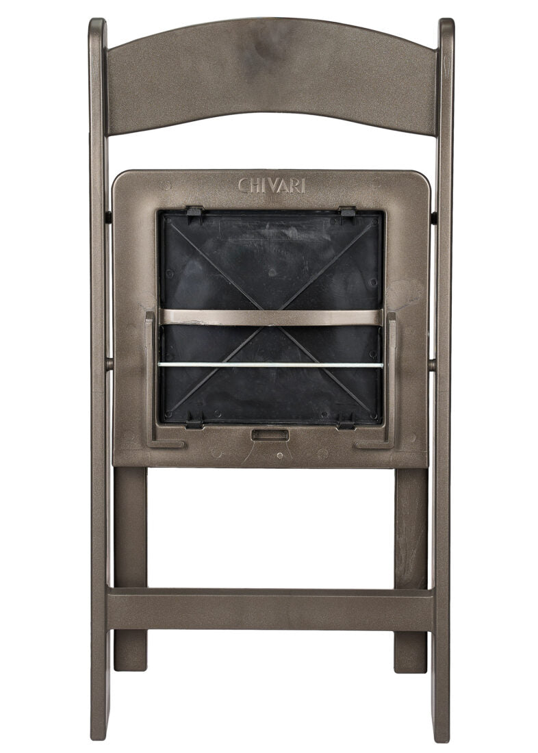 Black Metallic/Silver Onyx with Black Vinyl Cushion Resin Folding Chair